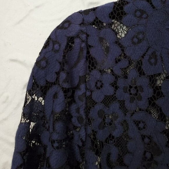 Zara Navy Lace Crop long sleeve peplum top - Picture 6 of 8